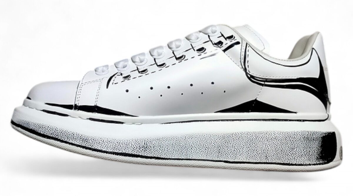 Alexander McQueen Oversized Sneakers – White with Black Sketch Effect
