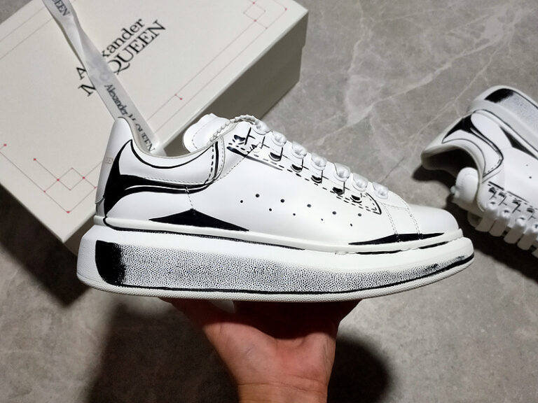 Alexander McQueen Oversized Sneakers – White with Black Sketch Effect