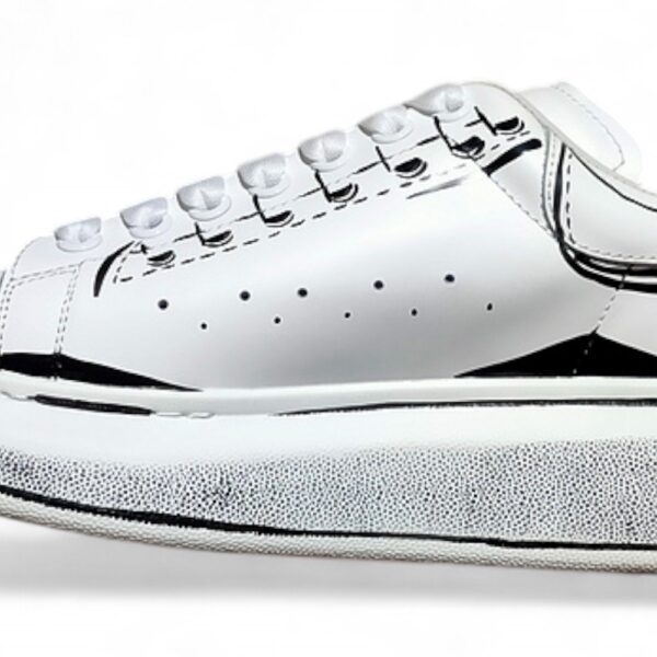 Alexander McQueen Oversized Sneakers – White with Black Sketch Effect