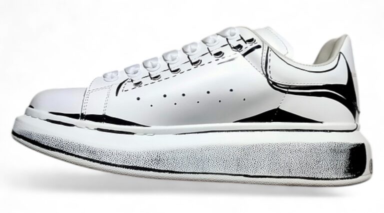 Alexander McQueen Oversized Sneakers – White with Black Sketch Effect