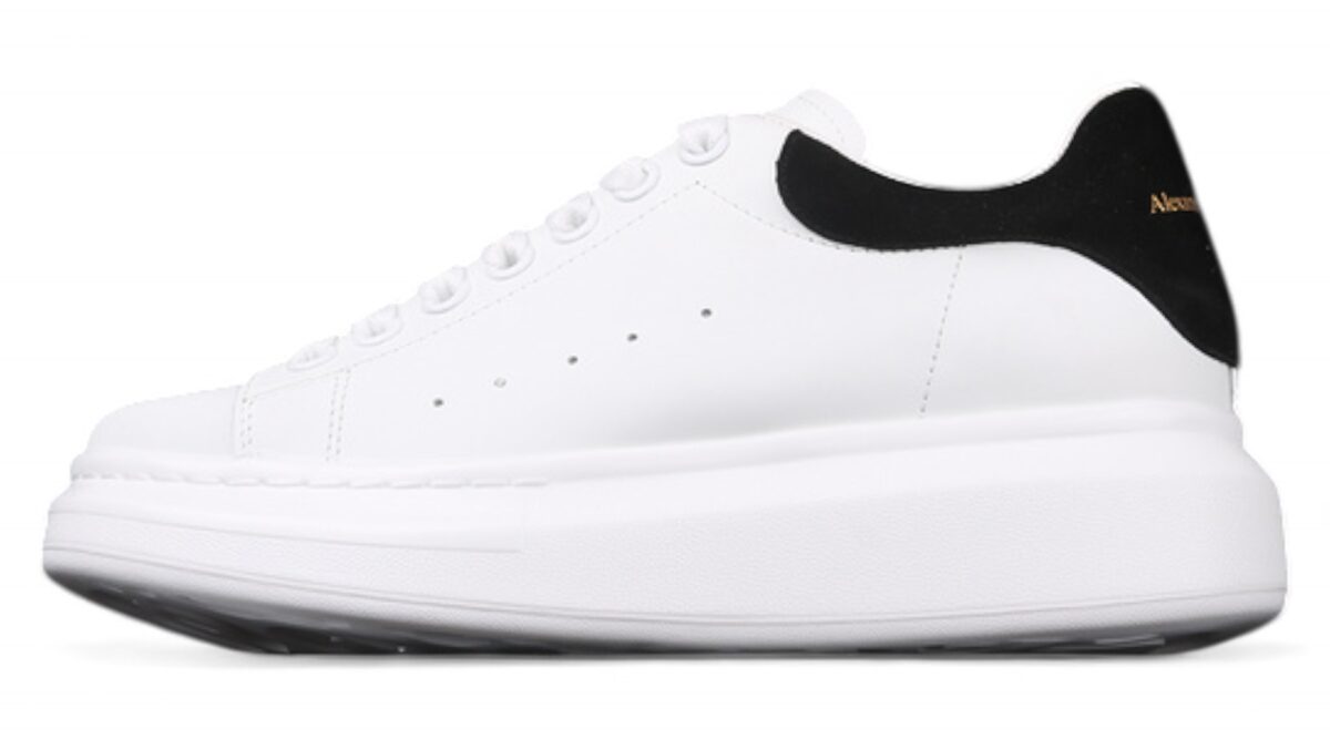 Alexander McQueen Oversized Sneakers – White with Black Suede Heel Tab