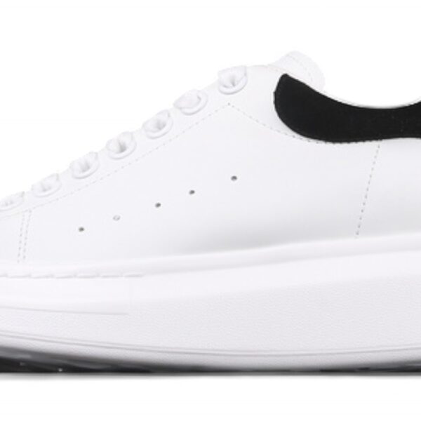 Alexander McQueen Oversized Sneakers – White with Black Suede Heel Tab