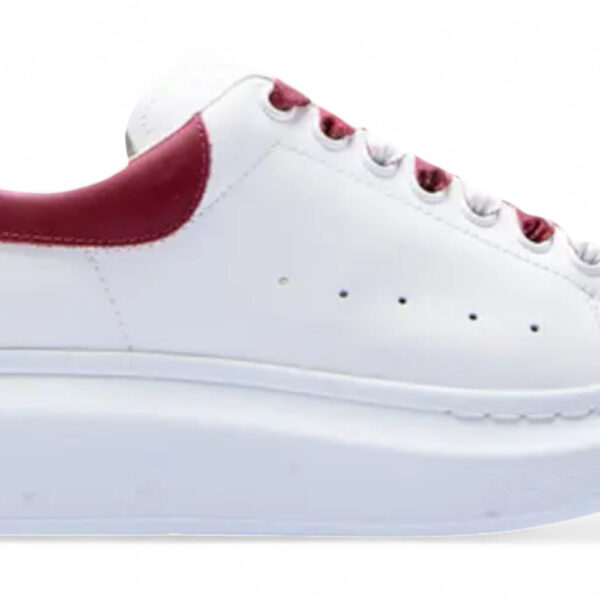 Alexander McQueen Oversized Sneakers – White with Burgundy Heel