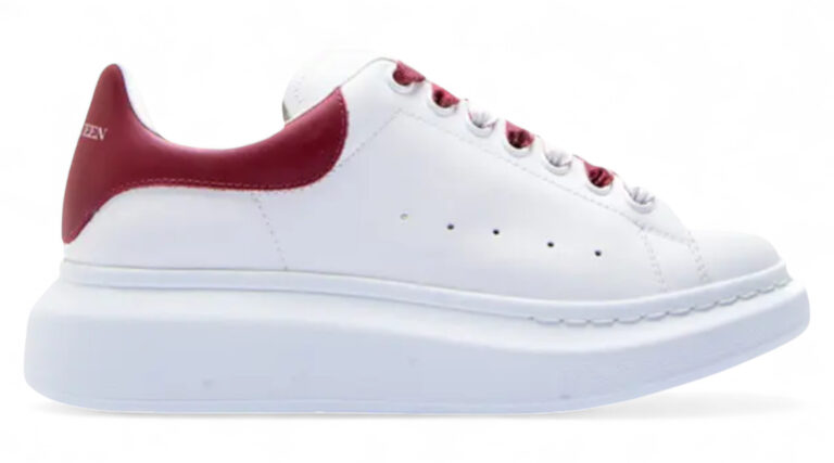Alexander McQueen Oversized Sneakers – White with Burgundy Heel