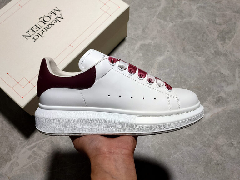 Alexander McQueen Oversized Sneakers – White with Orange Suede Heel