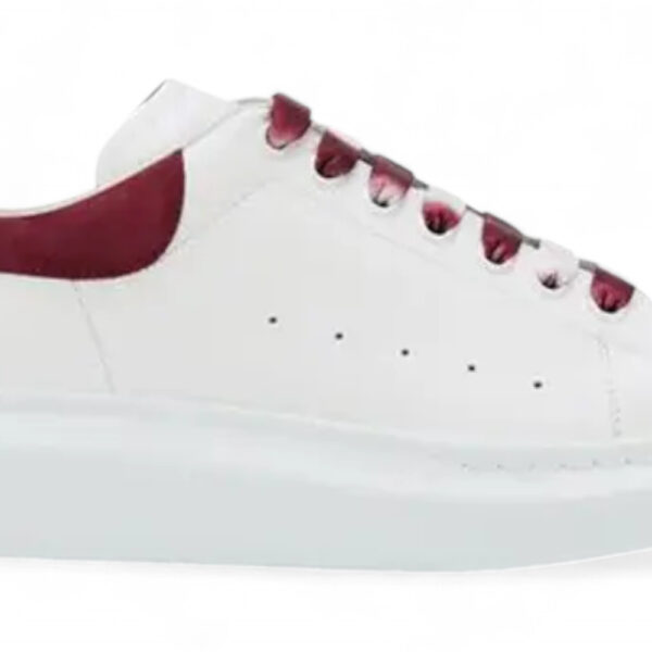 Alexander McQueen Oversized Sneakers – White with Burgundy Heel