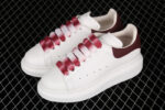 Alexander McQueen Oversized Sneakers – White with Burgundy Heel & Laces