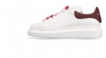 Alexander McQueen Oversized Sneakers – White with Burgundy Heel & Laces
