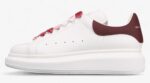 Alexander McQueen Oversized Sneakers – White with Burgundy Heel & Laces