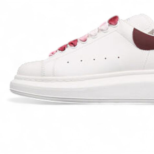 Alexander McQueen Oversized Sneakers – White with Burgundy Heel & Laces