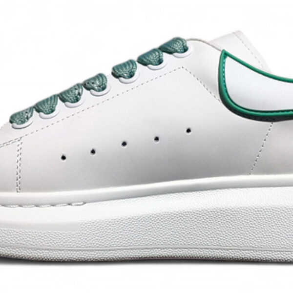 Alexander McQueen Oversized Sneakers – White with Green Heel & Laces
