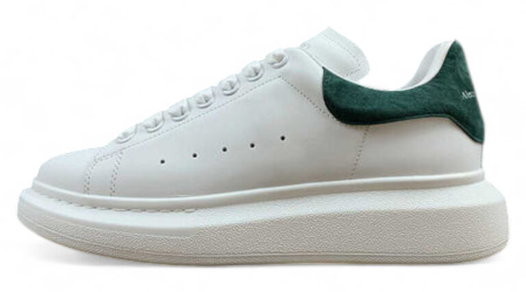 Alexander McQueen Oversized Sneakers – White with Green Suede Heel