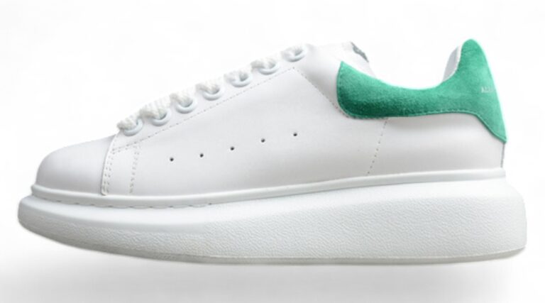 Alexander McQueen Oversized Sneakers – White with Green Suede Heel