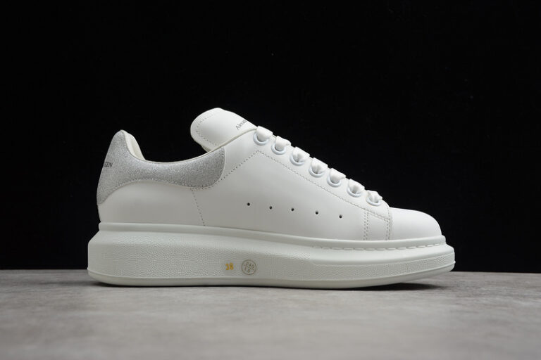 Alexander McQueen Oversized Sneakers – White with Grey Suede Heel