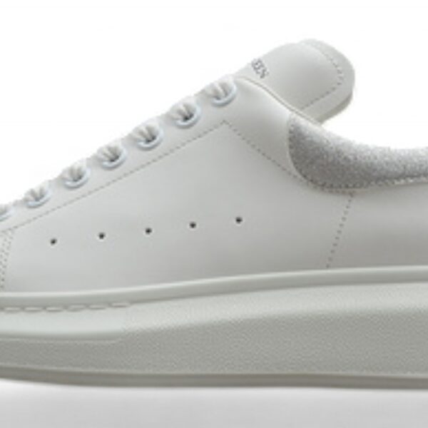 Alexander McQueen Oversized Sneakers – White with Grey Suede Heel