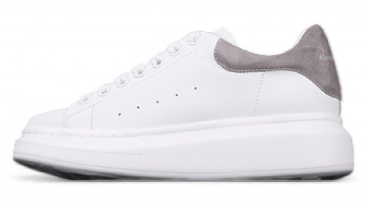 Alexander McQueen Oversized Sneakers – White with Grey Suede Heel Tab