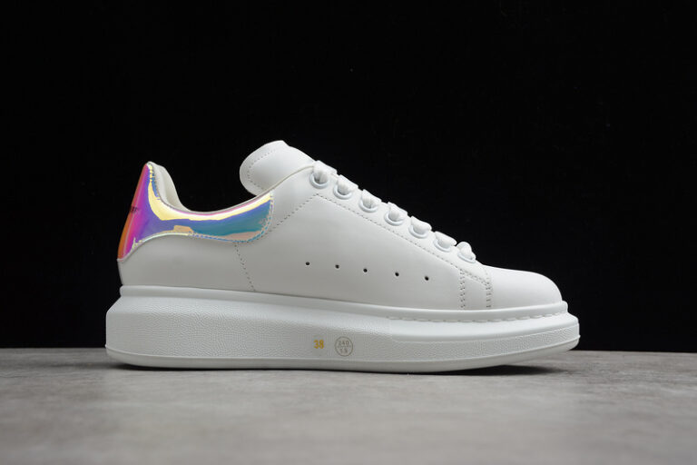 Alexander McQueen Oversized Sneakers – White with Iridescent Pink Heel