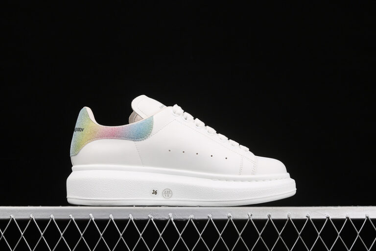 Alexander McQueen Oversized Sneakers – White with Iridescent Rainbow Heel