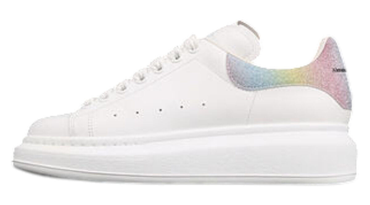 Alexander McQueen Oversized Sneakers – White with Iridescent Rainbow Heel