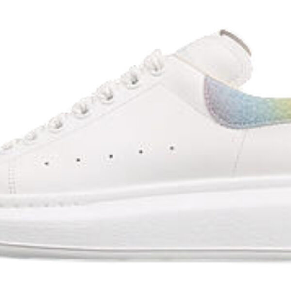 Alexander McQueen Oversized Sneakers – White with Iridescent Rainbow Heel