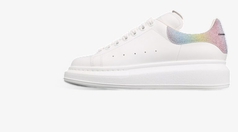 Alexander McQueen Oversized Sneakers – White with Iridescent Rainbow Heel