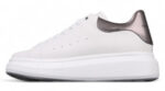 Alexander McQueen Oversized Sneakers – White with Metallic Bronze Heel Tab