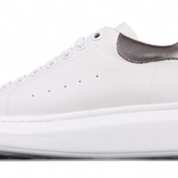 Alexander McQueen Oversized Sneakers – White with Metallic Bronze Heel Tab