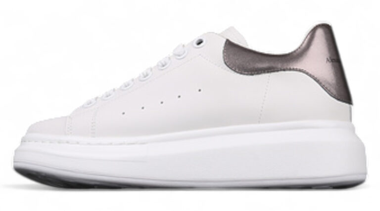 Alexander McQueen Oversized Sneakers – White with Metallic Bronze Heel Tab