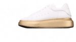 Alexander McQueen Oversized Sneakers – White with Metallic Gold Sole