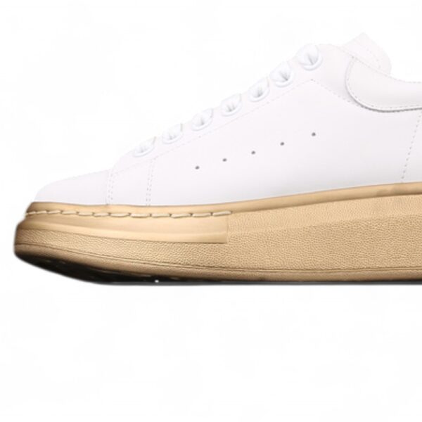 Alexander McQueen Oversized Sneakers – White with Metallic Gold Sole