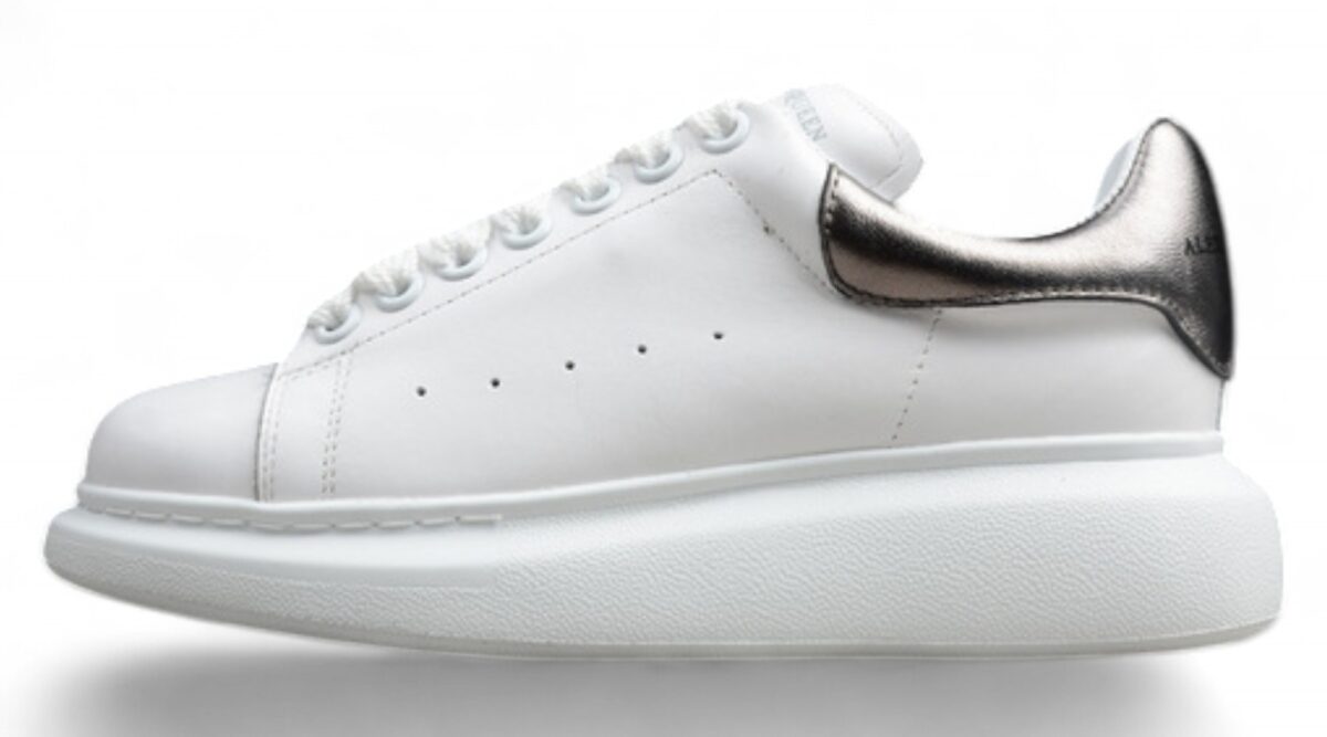 Alexander McQueen Oversized Sneakers – White with Metallic Silver Heel