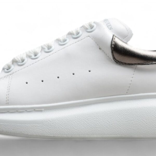 Alexander McQueen Oversized Sneakers – White with Metallic Silver Heel