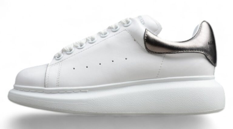 Alexander McQueen Oversized Sneakers – White with Metallic Silver Heel