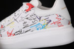 Alexander McQueen Oversized Sneakers – White with Multicolor Graffiti Print