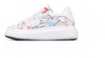 Alexander McQueen Oversized Sneakers – White with Multicolor Graffiti Print
