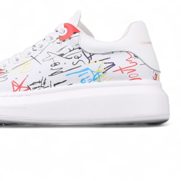 Alexander McQueen Oversized Sneakers – White with Multicolor Graffiti Print