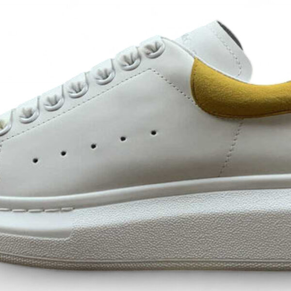 Alexander McQueen Oversized Sneakers – White with Mustard Heel Tab