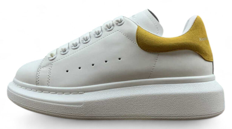 Alexander McQueen Oversized Sneakers – White with Mustard Heel Tab
