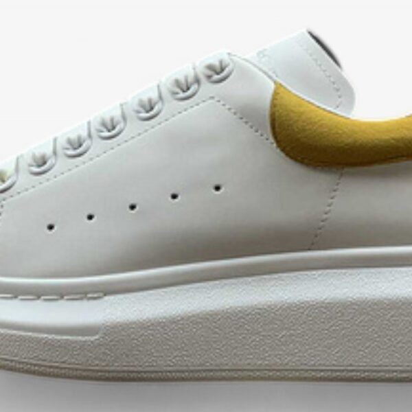 Alexander McQueen Oversized Sneakers – White with Mustard Heel Tab