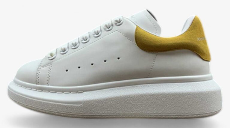 Alexander McQueen Oversized Sneakers – White with Mustard Heel Tab