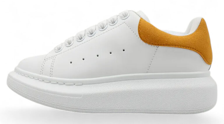 Alexander McQueen Oversized Sneakers – White with Mustard Yellow Heel