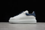 Alexander McQueen Oversized Sneakers – White with Navy Glitter Heel