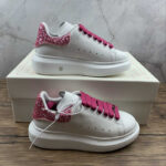 Alexander McQueen Oversized Sneakers – White with Pink Glitter Heel