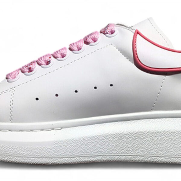 Alexander McQueen Oversized Sneakers – White with Pink Heel & Laces