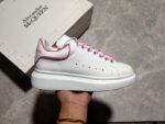 Alexander McQueen Oversized Sneakers – White with Pink Heel & Laces