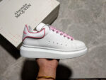 Alexander McQueen Oversized Sneakers – White with Pink Heel & Laces