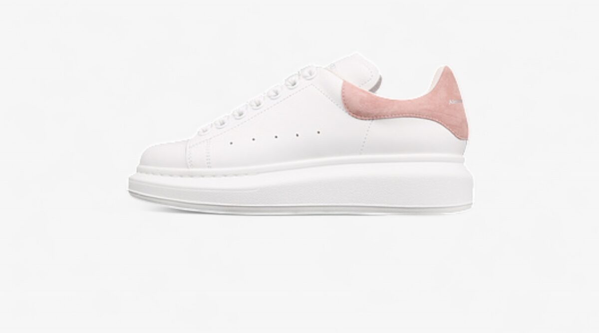 Alexander McQueen Oversized Sneakers – White with Pink Suede Heel