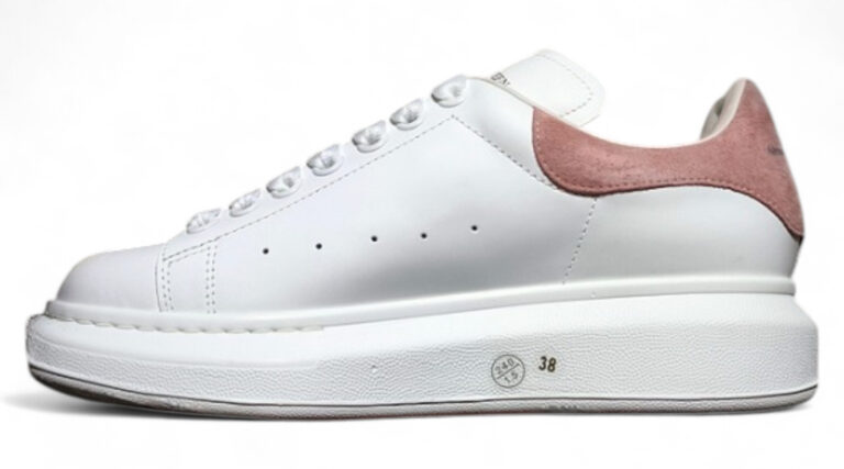 Alexander McQueen Oversized Sneakers – White with Pink Suede Heel