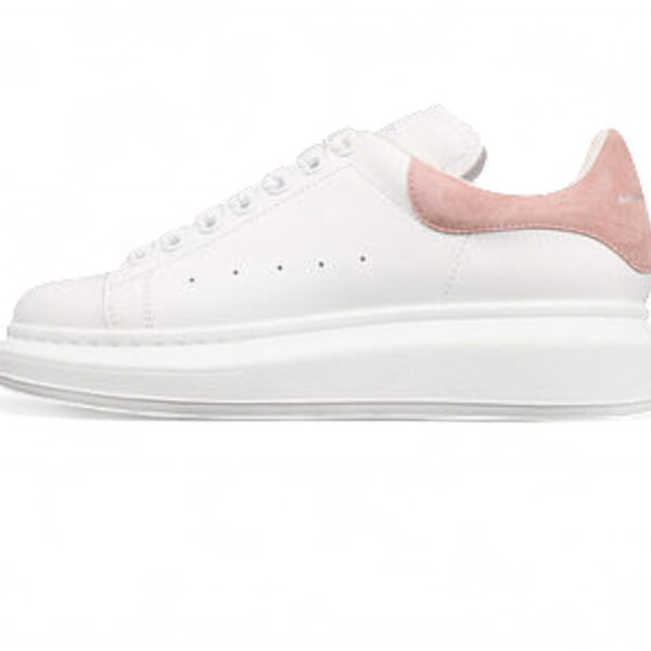 Alexander McQueen Oversized Sneakers – White with Pink Suede Heel