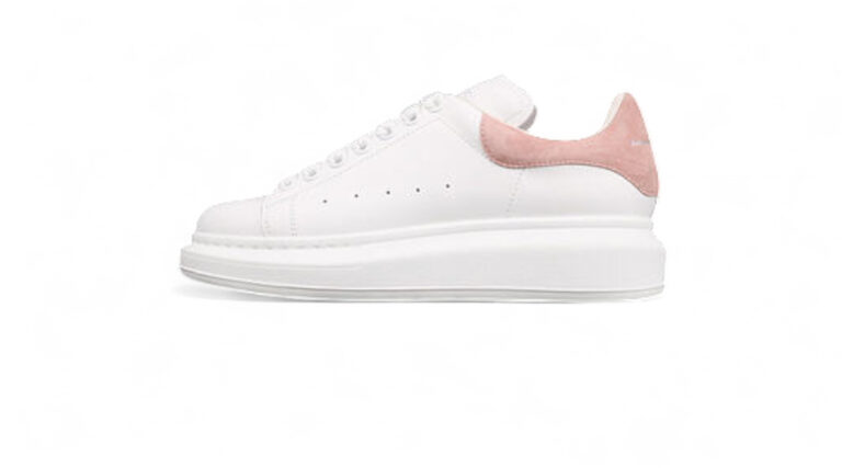 Alexander McQueen Oversized Sneakers – White with Pink Suede Heel